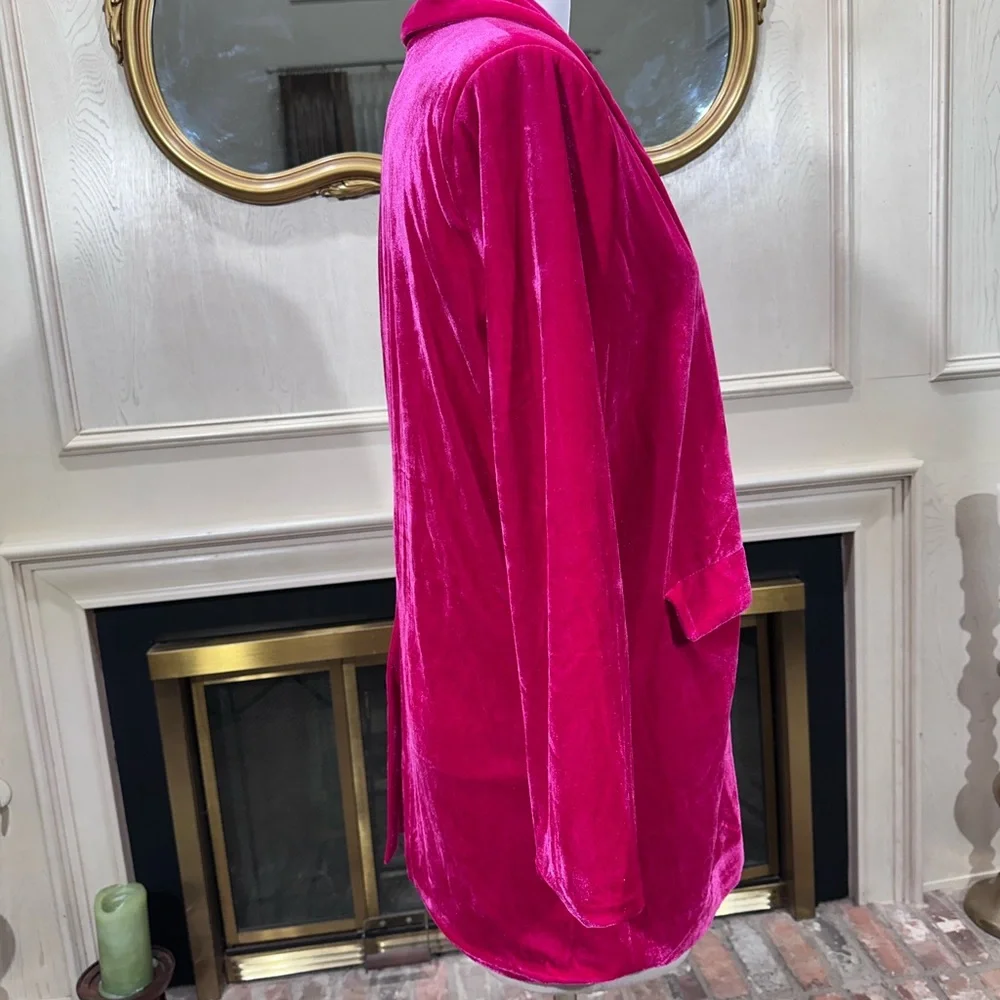 Endless Rose Pink Velvet Blazer Jacket Women’s M Soft Stretch Shawl Collar - Picture 6 of 12